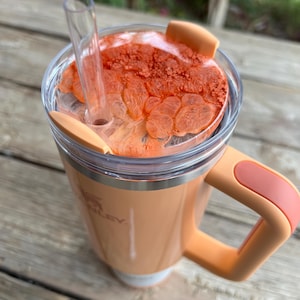 Bellini Shimmer Stanley Lid Topper | Custom Petri Resin Stanley Lid | Orange Stanley Accessory | Resin Custom Stanley Lid