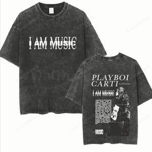 Camiseta Playboi Carti lavada con opio, gira 2025, merchandising, camiseta gráfica punk