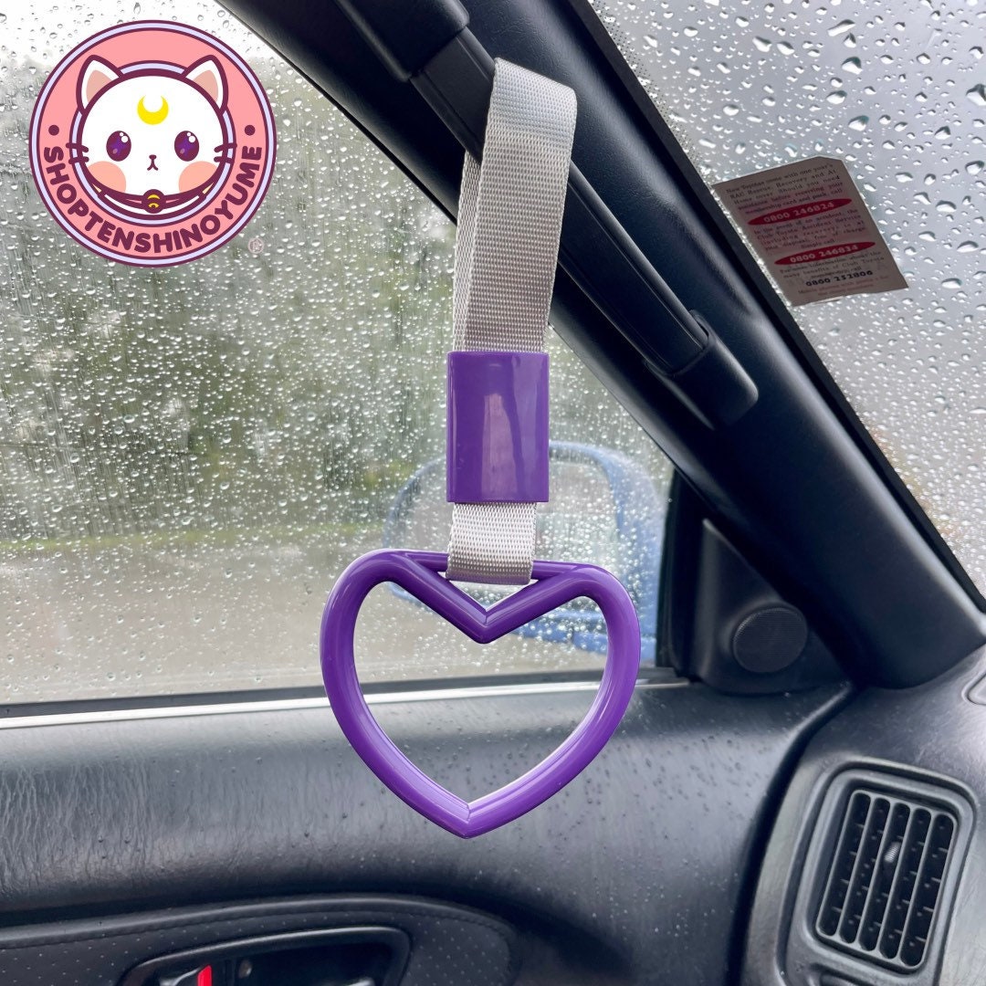 Purple Heart Shaped Tsurikawa JDM Kawaii Car Accessories UK Etsy