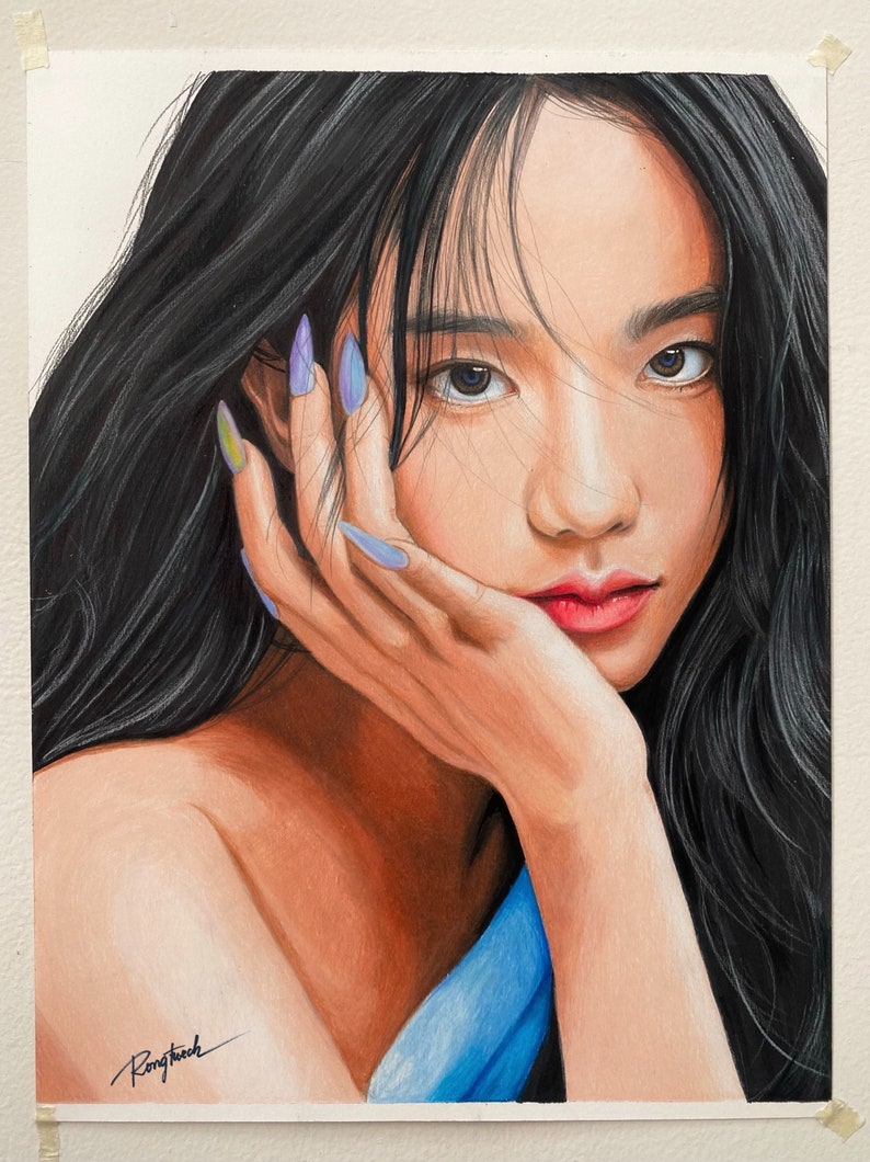 BLACKPINK Jisoo colored pencil Drawing Traditional Fanart Etsy