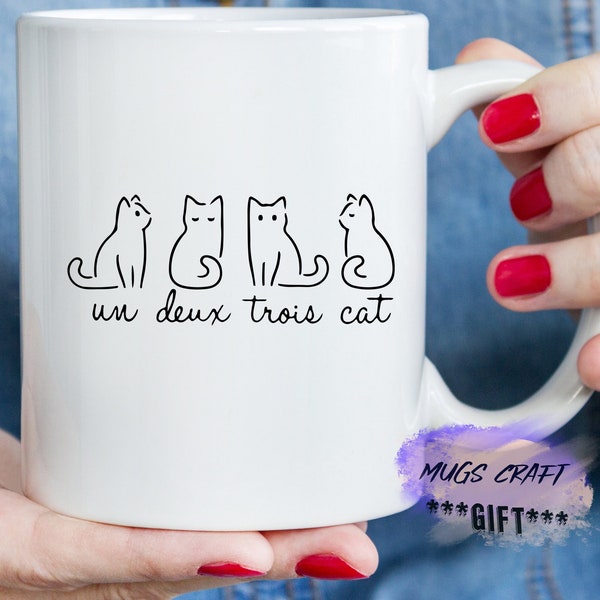 Un Deux Trois Cat | Best Tumbler | Personalized Gift for Friend | Wine Tumbler | Gift for Her | Gift for Him | Custom Mug| Mug Handmade|