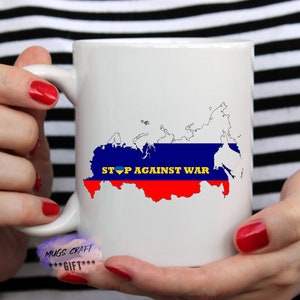 Pare contra a guerra Caneca | Pare Putin | Pare a guerra | Anti-Putin | Caneca de Ucrânia | Ucraniano | Mão de sangue | Rússia | Copo | Paz | Best-seller
