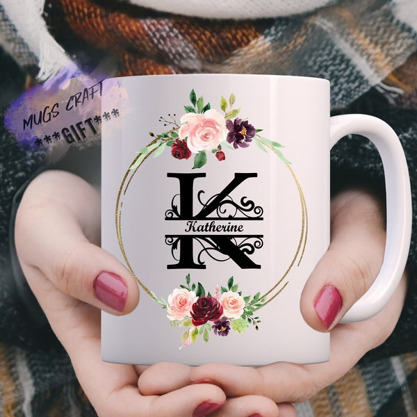Personalized Initial Mug |K Initial Gift| Personalized Tea Coffee| Gift For Her | Birthday | Christmas| Mothers Day| Tumbler | Wine Tumbler