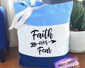 Torba typu Faith Over Fear | Torba typu Faith Tote | Prezent na Walentynki | Torba chrześcijańska | Prezent dla zakochanych | Prezent dla niej | Torba typu Jesus Tote | Prezent dla kobiet