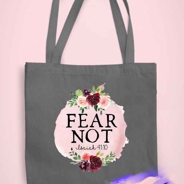 Fear Not Canvas Tote Bag | Hand Printed | Durable | recycled cotton bag | Faith Tote Bag | Christian Tote Bag | Canvas Gift | Bible Verse |