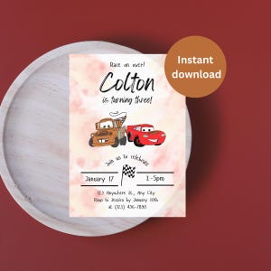 Cars Birthday Party Invitation | Cars Lightning Birthday Invite | McQueen Birthday Party Invitation | Boy Birthday Party Invite |
