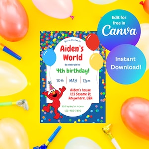 Editable Birthday Invitation | Template Editable-Printable | For Boy and Girl Kids invitation, Invite Instant Download - 2 Template Sizes