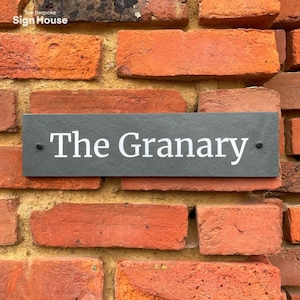 Your House Name Engraved into Grey Riven Slate Personalise with Different Sizes & Colours Made in the UK Long-Lasting Decor image 4