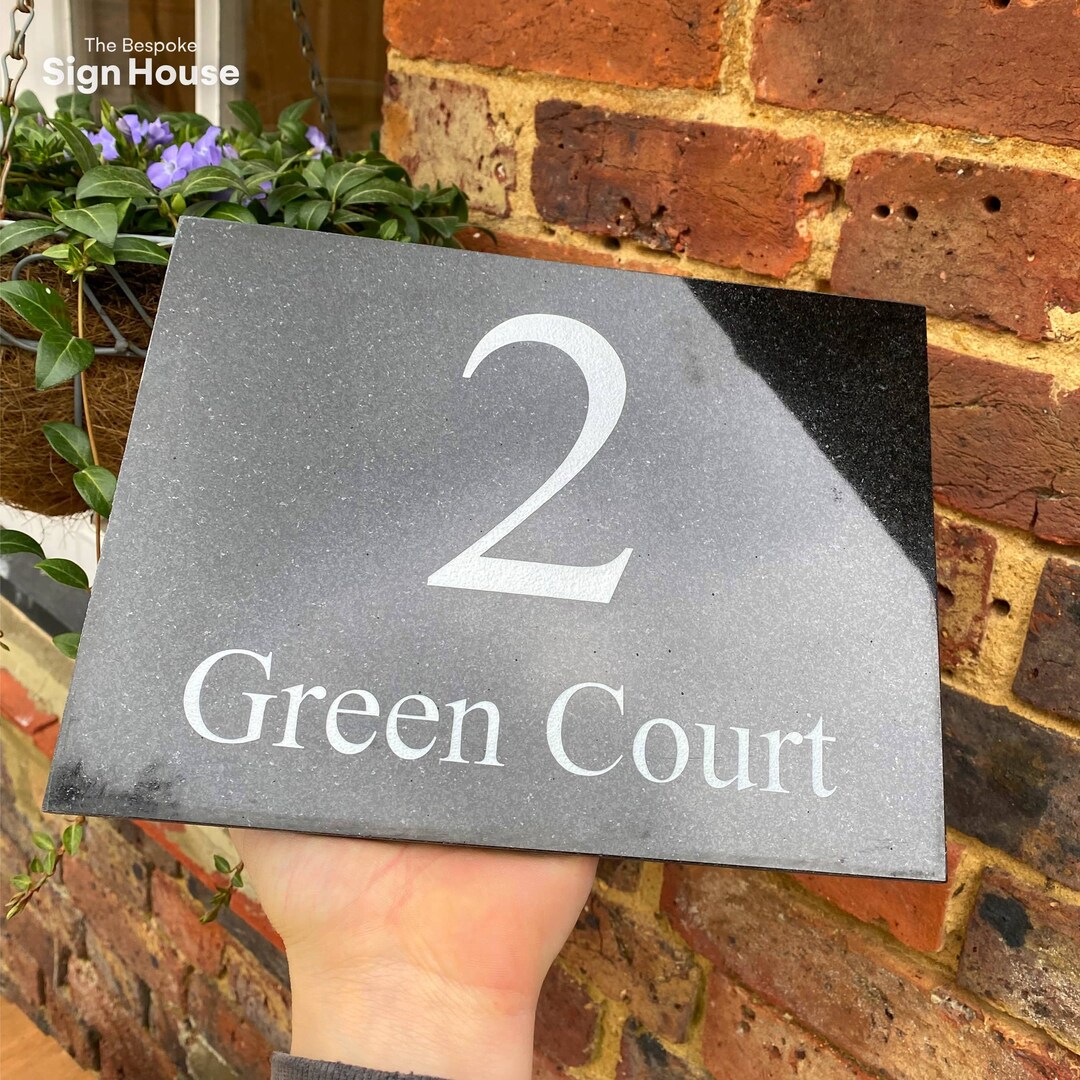 Granite House Sign With Engraved Painted White Text Stylish Etsy UK