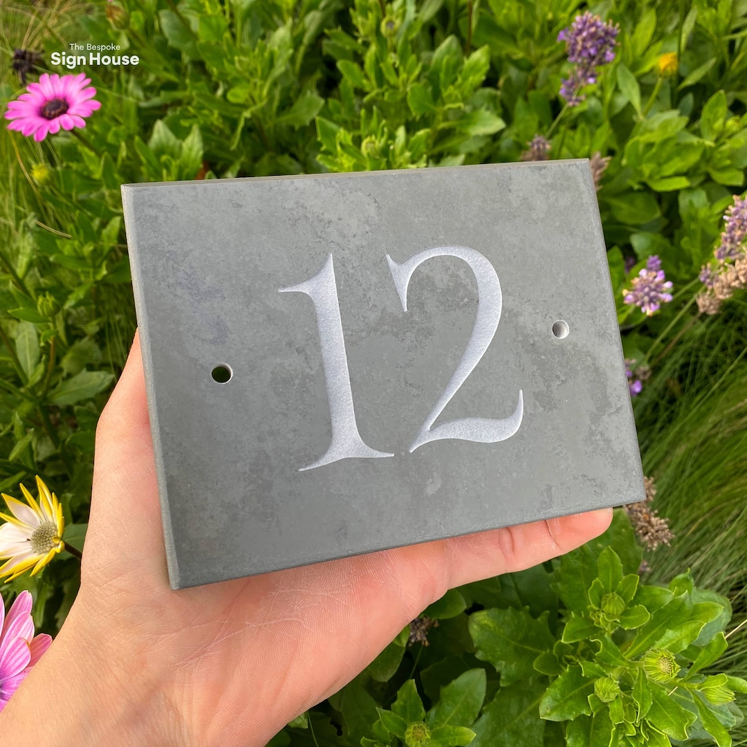 Slate Number Sign Deep Engraved and Painted House Sign for Front