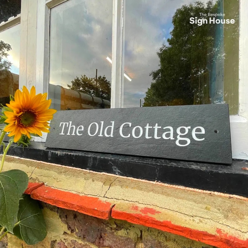 Your House Name Engraved into Grey Riven Slate Personalise with Different Sizes & Colours Made in the UK Long-Lasting Decor image 5