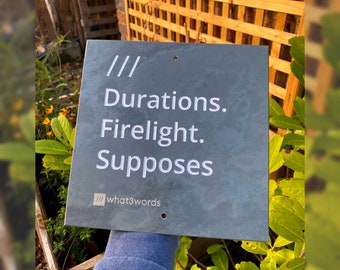 Square Slate Sign with Your Unique what3words Address Engraved into the Stone & Painted in the Colour of Your Choice