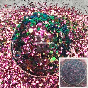 CHERRY SURPRISE - Chunky Color Shift Glitter | Chunky Colorshift Glitter | Chunky Chameleon Glitter | Chunky Green to Pink Glitter Mix