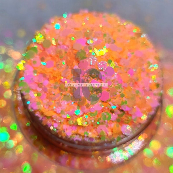 SUNKISSED - Yellow Pink Orange Glitter Mix | Pastel Glitter Mix | Chunky Neon Glitters | Chunky Summery Glitters | Holographic Glitter Mix