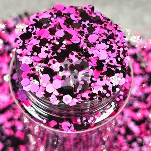 MEAN GHOULS - Glitter di Halloween / Glitter spessi di Halloween / Glitter neri rosa viola / Glitter spessi metallici di Halloween / Nero rosa