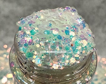 WINTER NIGHT - White Opal Glitters | Chunky Opal Glitters | Blue Glitters | Chunky Glitters for Snow Globe Tumblers | Glitters for Resin Art