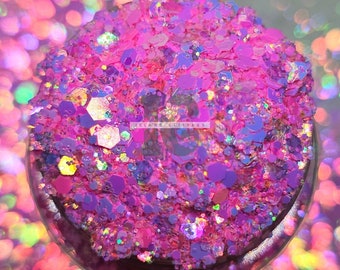 PINK VENOM - Różowe brokaty | Różowe fioletowe brokaty | Brokaty VDay | Grube różowe brokaty | Dziewczęce różowe brokaty | Brokaty do śnieżnych kul