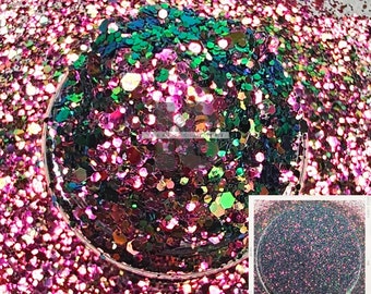 CHERRY SORPRESA - Purpurina gruesa con cambio de color / Purpurina gruesa con cambio de color / Purpurina gruesa con cambio de color / Purpurina gruesa con cambio de color camaleón / Mezcla de purpurina gruesa de verde a rosa