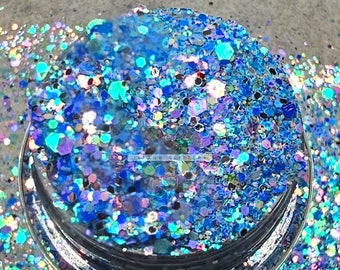 TRANQUILITY - Chunky Blue Glitters | Blue Holographic Glitters | Chunky Blue Opal Mix | Chunk Teal Glitter | Tumbler Glitter | Resin Glitter