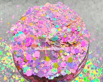 HIPPITY HOP - Pastel Color Shift Glitter | Color Shift Glitter | Chunky Pastel Glitter | Chunky Pink Glitter | Chunky Holographic Glitter