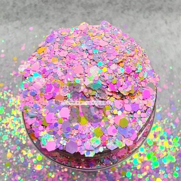 HIPPITY HOP - Pastel Color Shift Glitter | Color Shift Glitter | Chunky Pastel Glitter | Chunky Pink Glitter | Chunky Holographic Glitter