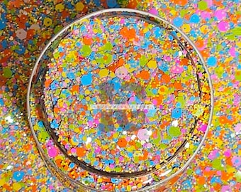 NEON PARTY - Chunky Neon Glitters | Chunky Summer Glitters | Multicolored Glitters | Glitters for Snow Globe Glitters | Resin Art Glitters