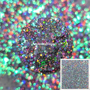 HALO - HALO - Chunky Colorshift Glitter Mix | Chunky Chameleon Silver Glitter | Chunky Silver Glitter Mix | Silver Holographic Glitter