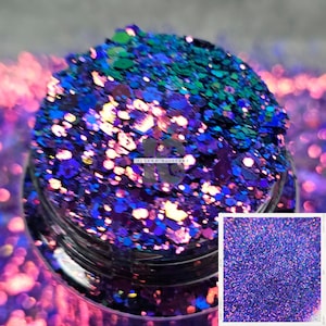 PURPLE MAGIC - Glitters com mudança de cor roxa | Glitters de sereia | Glitters de galáxia | Glitters de camaleão robusto | Mix de glitter azul para roxo