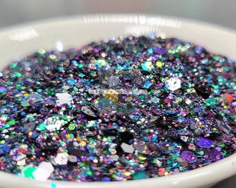 HADES - Chunky Custom Glitter Mix | Black Custom Glitter Mix | Exclusive Glitter Mixes | Black Holographic Glitter Mix | Black Glitter Mix