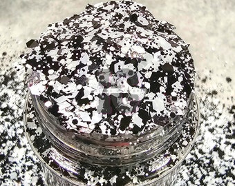 COOKIES & CREAM - Chunky Black and White Glitter Mix | Glitters for Notebook Projects | Glitters for Tumblers | Black and White Glitter