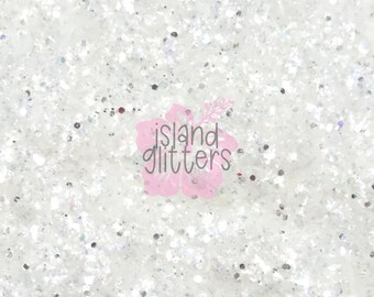 SNOW GLOBE - Clear with Silver Glitters | Iridescent Metallic Glitter Mix | Christmas Glitters | Silver Holographic Glitters for Snow Globes