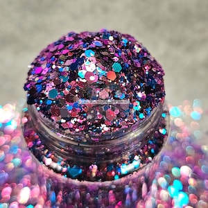 CARA DE MUÑECA - Brillantina gruesa con cambio de color azul y rosa / Brillantina gruesa camaleónica / Brillantina gruesa para revelación de género / Brillantina gruesa azul rosa