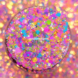 Anni '90 - Glitter Neon / Mix di Glitter Neon Spessi / Glitter Anni '90 / Glitter Anni '80 / Glitter Spessi per Bicchieri di Neve / Glitter Estivi