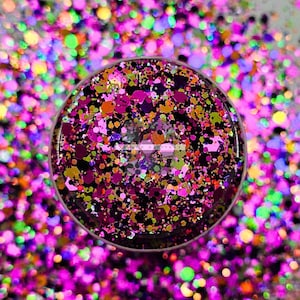 PUEBLO DE HALLOWEEN - Brillantina gruesa de Halloween / Brillantina de neón / Brillantina de bola de nieve / Brillantina de resina / Brillantina para decoración de uñas / Brillantina de gel para el cabello
