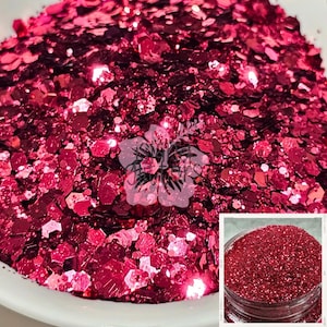 CHERRY BOMB - Chunky Red Glitter | Fine Metallic Dark Pink Red Glitter | Fine Metallic Dark Magenta Glitter | Fine Dark Pink Reddish Glitter