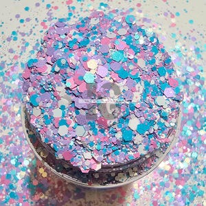 PEEP IT REAL - Paillettes roses bleues violettes blanches | Paillettes barbe à papa | Grosses paillettes pastel | Paillettes pour gobelets boules à neige