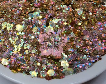 MARINA - Gold Glitters | Light Gold Glitters | Gold Cat Eye Glitters | Gold Holographic Glitters | Chunky | Light Gold Mermaid Glitters