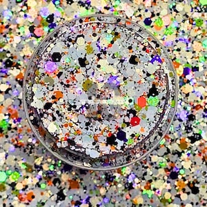MONSTER MASH - Paillettes d&#39;Halloween | Grosses paillettes d&#39;Halloween | Gel capillaire pailleté | Paillettes boule à neige | Paillettes pour nail art | Grosses paillettes