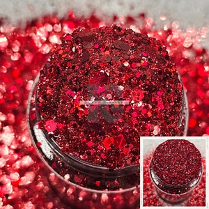BORDEAUX - Glitter rossi / Glitter rosso scuro grosso / Glitter rosso olografico grosso / Glitter marrone / Glitter bordeaux / Mix rosso vino grosso