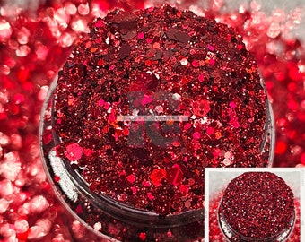 BORDEAUX - Red Glitters | Chunky Dark Red Glitter | Chunky Holographic Red Glitter | Maroon Glitter | Burgundy Glitter | Chunky Wine Red Mix