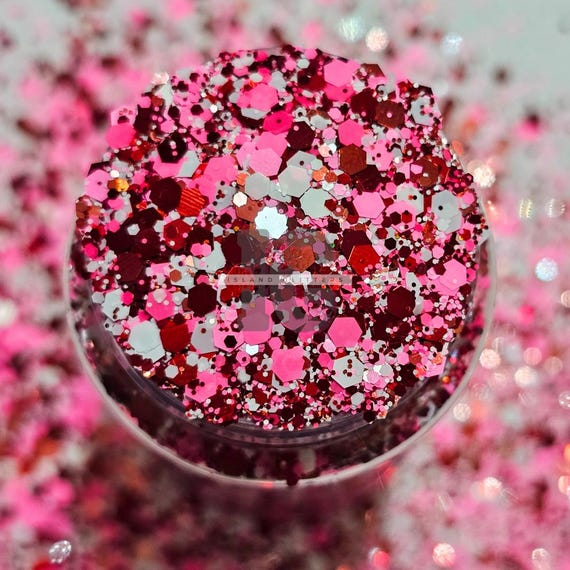 XOXO - Chunky Valentine's Day Glitters | Vday Glitters | Red Pink White Glitters | Snow Globe Glitters | Glitters for Resin Projects