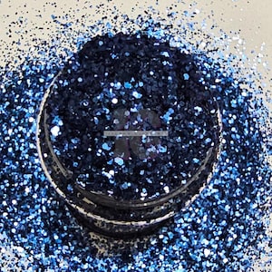 BLEU MARINE - Paillettes bleues semi-épaisses | Paillettes bleu foncé | Paillettes bleu métallisé | Paillettes bleu marine | Paillettes pour verres à ongles en résine