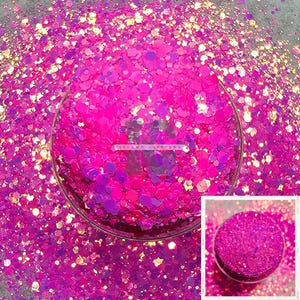 BUBBLE GUM - Colorshift Glitter | Chunky Pink Purple Chameleon Glitter | Chunky Pink Glitter | Chunky Valentine&#39;s Glitter | Hot Pink Glitter