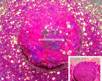 BUBBLE GUM - Colorshift Glitter | Chunky Pink Purple Chameleon Glitter | Chunky Pink Glitter | Chunky Valentine&#39;s Glitter | Hot Pink Glitter