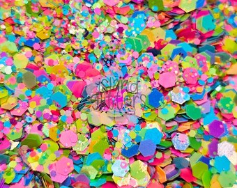 BOARDWALK - Colorful Glitter Mix | Chunky Summer Glitter Mix | Snow Globe Tumbler Glitters | Chunky Glitters for Resin | Nail Art Glitters