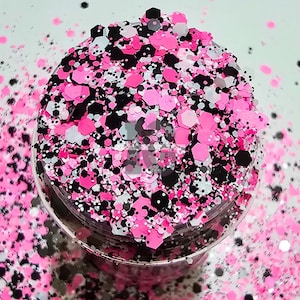 LaLaLand - Paillettes roses noires et blanches | Grosses paillettes noires roses | Paillettes boule à neige | Paillettes pour gobelet | Paillettes pour projets en résine