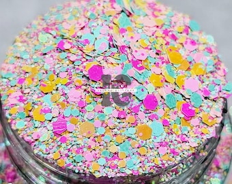 FULL BLOOM - Chunky Glitter Mix | Pastel Glitter Mix | Easter Glitter Mix | Chunky Pastel Glitters | Pink Glitters | Yellow Glitters