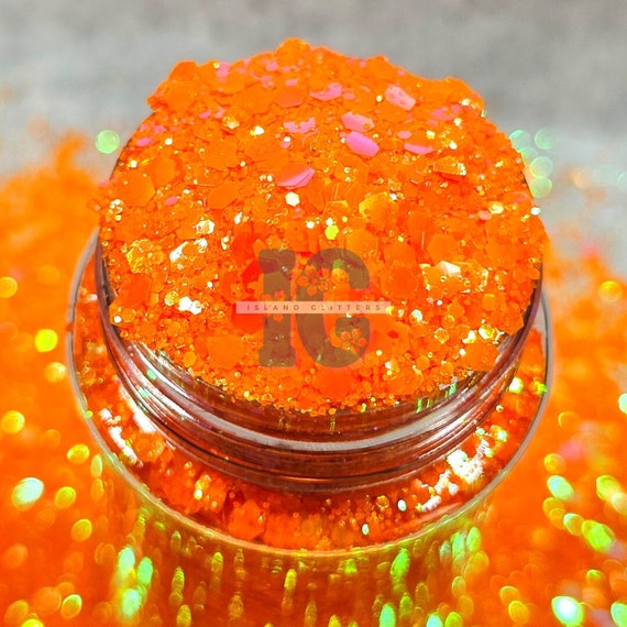 FALL VIBES Chunky Dark Orange Glitter Chunky Orange Holographic Glitter  Chunky Fall Glitter Mix Glitter for Tumbler Resin Glitter 