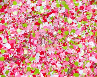 MERRY BERRY - Strawberry Glitter Mix | Watermelon Glitter Mix | Christmas Glitters Mix | Chunky Glitters for Snow Globe Tumblers