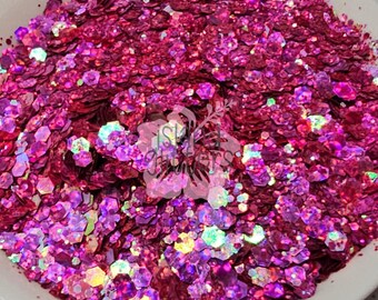 STARLA - Hot Pink Glitters | Dark Pink Glitters | Pink Cat Eye Glitters | Holographic Pink Glitters | Chunky Hot Pink Mermaid Glitters